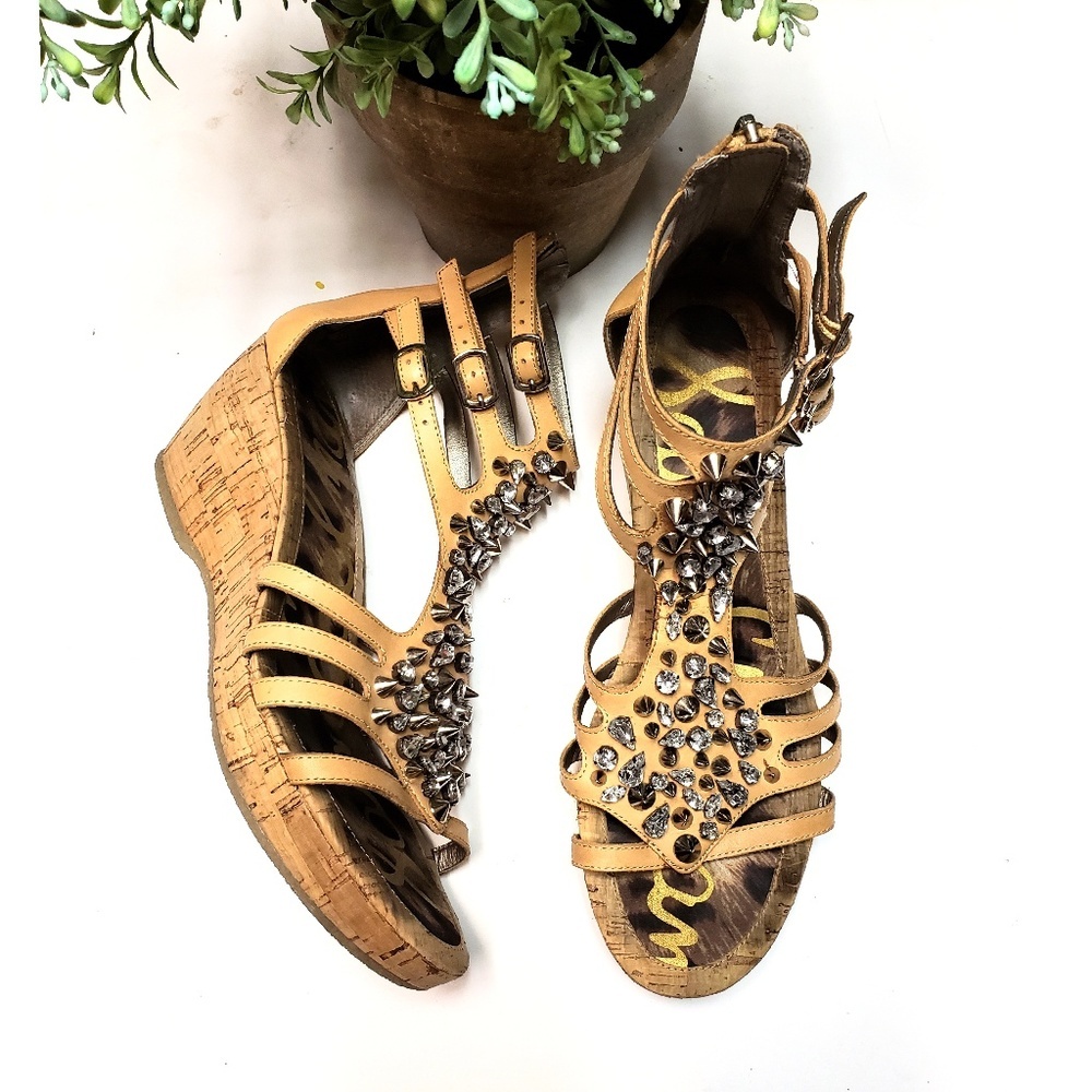 🎉Sam Edelman Studded Embellished Gladiator Wedge